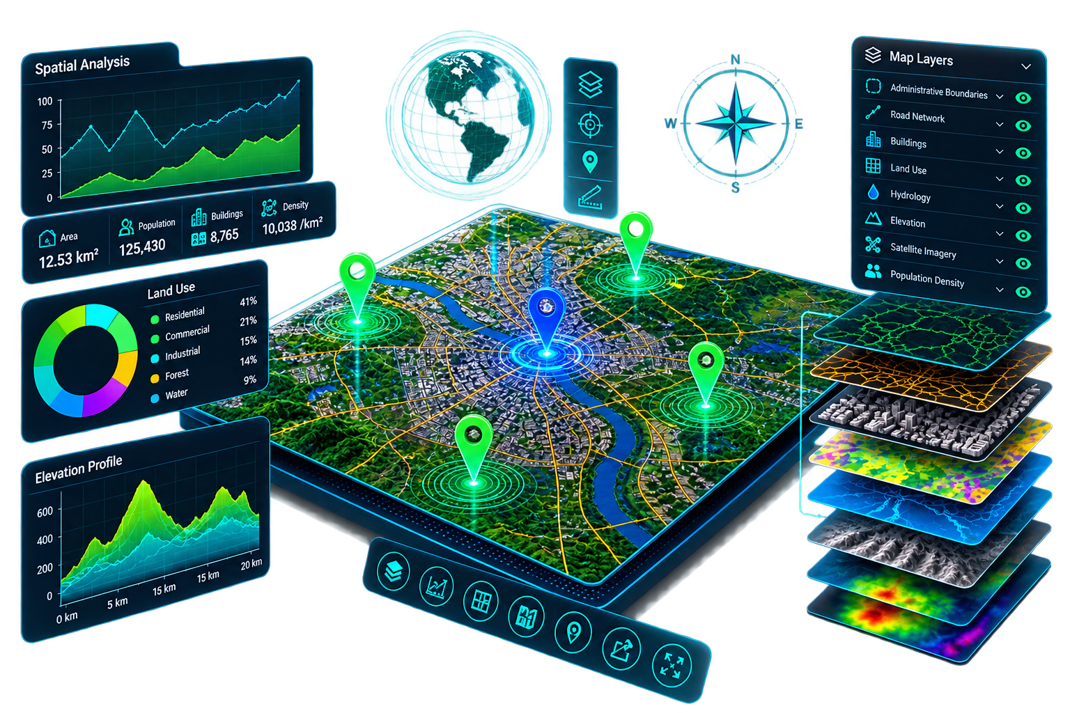 Interactive GIS mapping and location analysis visual